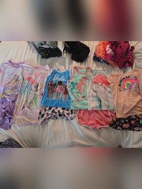 Bundle of 6 matching Girls' Disney & Barbie Character Tanks, Dress & Short Sets